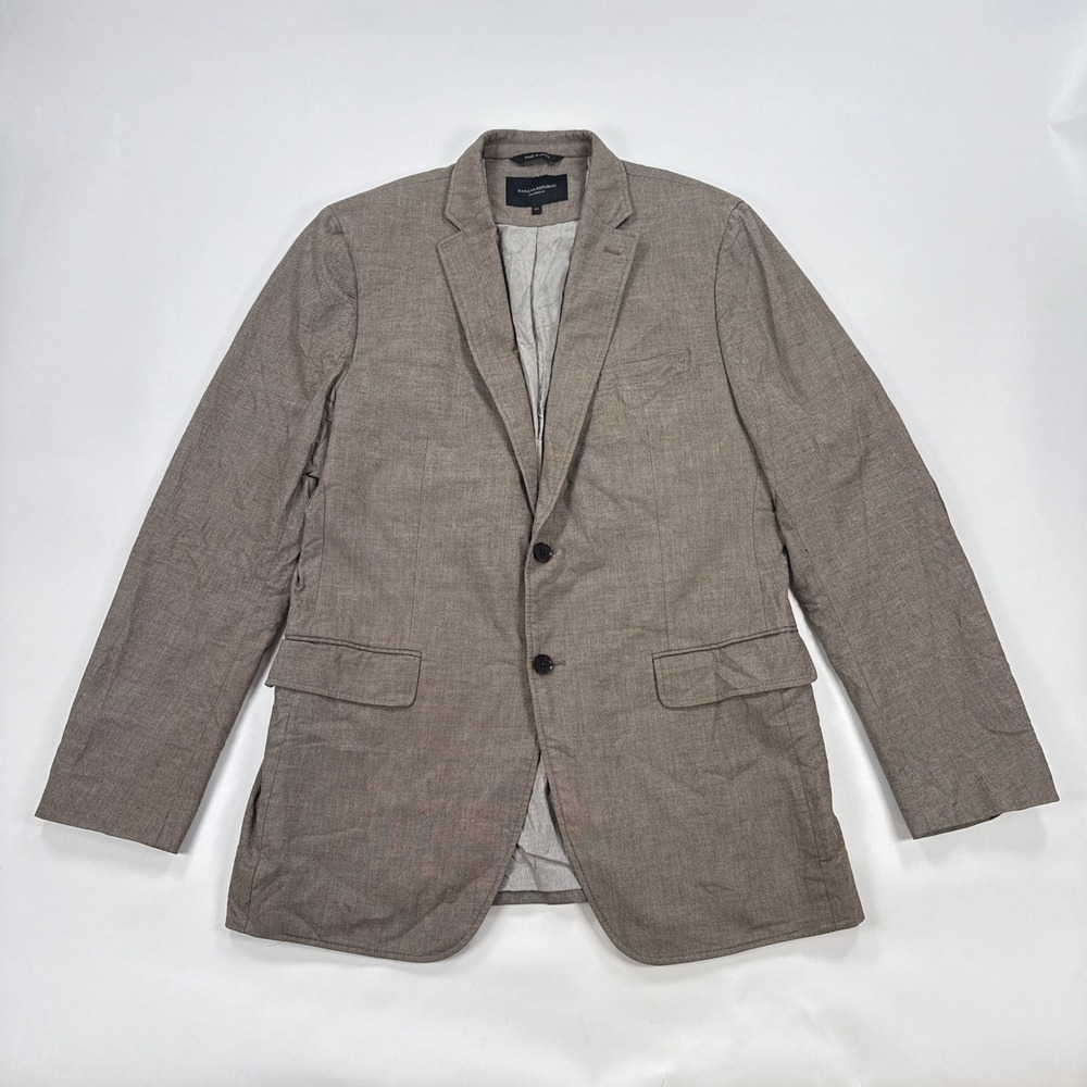 Banana Republic Mens Blazer 42L Brown Tailored Fit Elbow Patch Academic Cotton